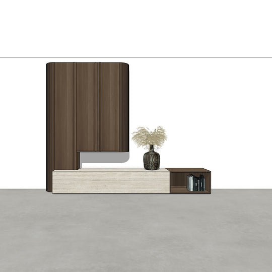 Houtmerk - Kast Argo 08 - Hoge kast met diepe ladekast Kastcombinatie Houtmerk