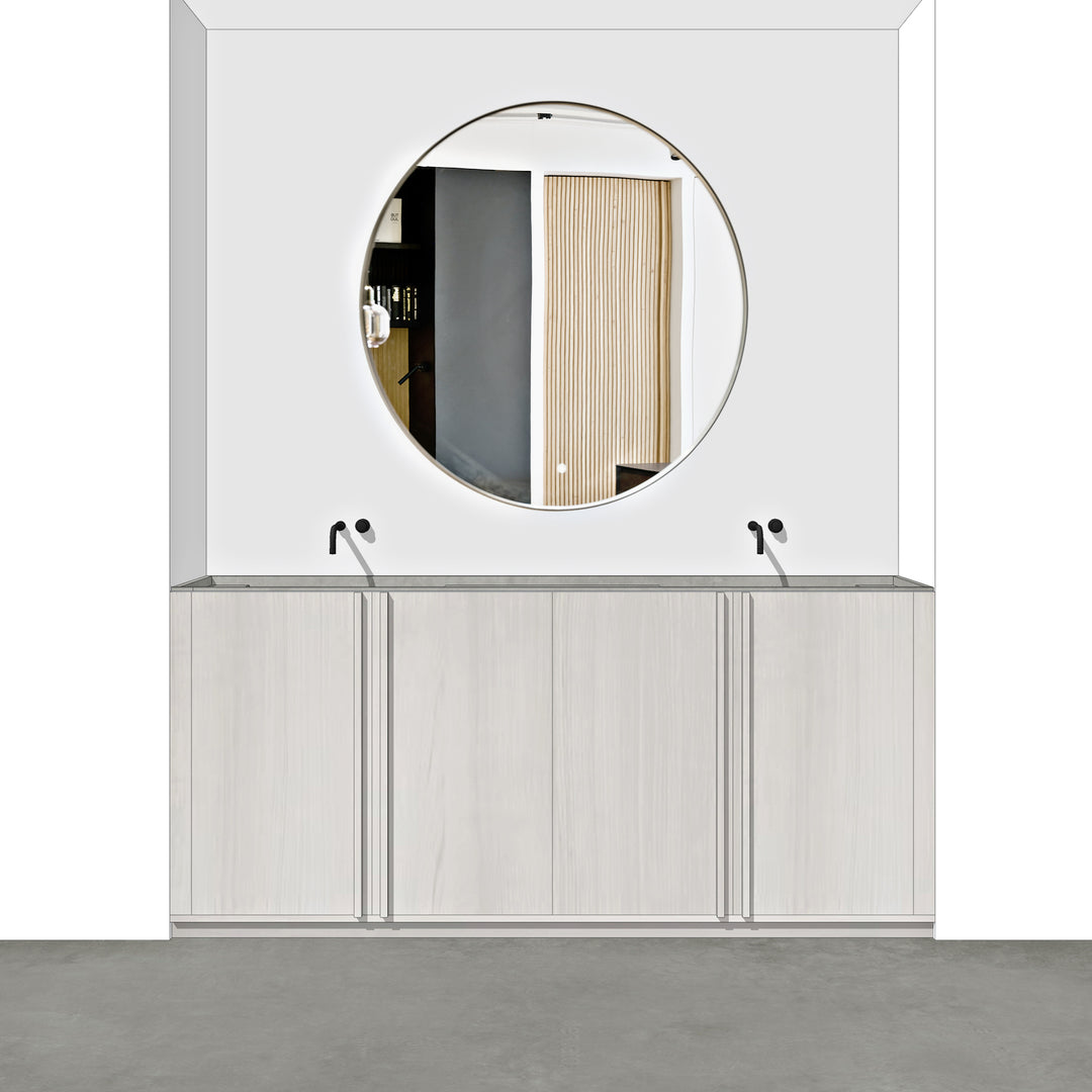 Houtmerk - Houten Badmeubel Sevilla - Kleurlak fineer met natuursteen wastafel Badmeubels Houtmerk