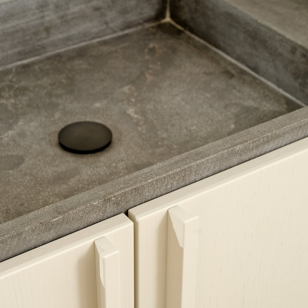 Houtmerk - Badmeubel Lago 100cm met Concreto stenen wastafel - Massief hout - SALE Badmeubels Houtmerk