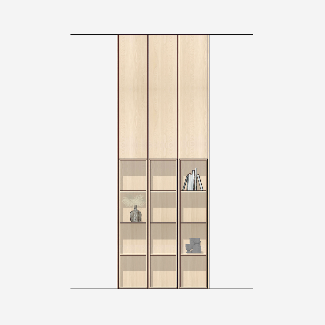 Houtmerk - Kast Lusso 04 - Hoge kast met houten Spatio vak Kastcombinatie Houtmerk