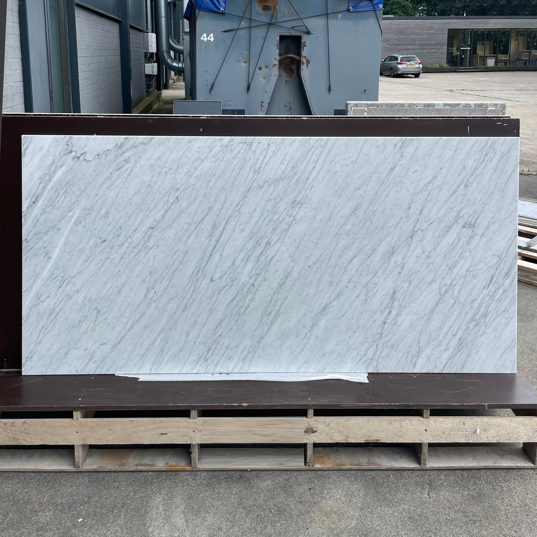 Houtmerk - Natuursteen werkblad 1-delig Carrara gezoet - 185x91cm - SALE Werkbladen Houtmerk