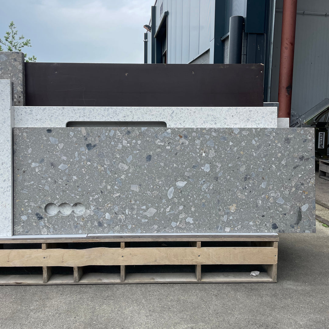 Houtmerk -  Terrazzo rugwand 1-delig - 165x59cm - SALE Werkbladen Houtmerk