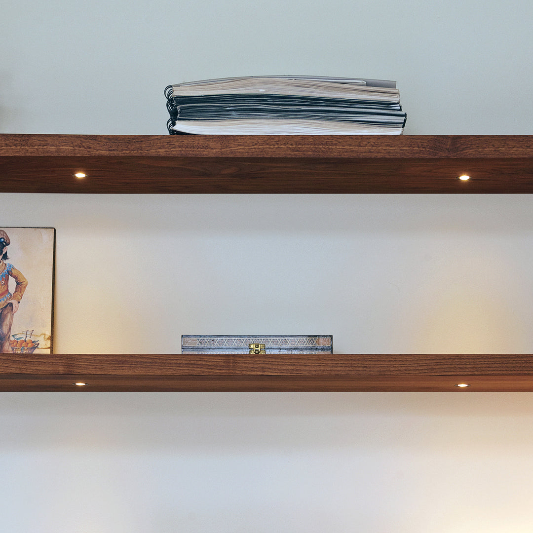 Houtmerk - Houten Wandplank blinde bevestiging - Massief noten Wandplanken Houtmerk