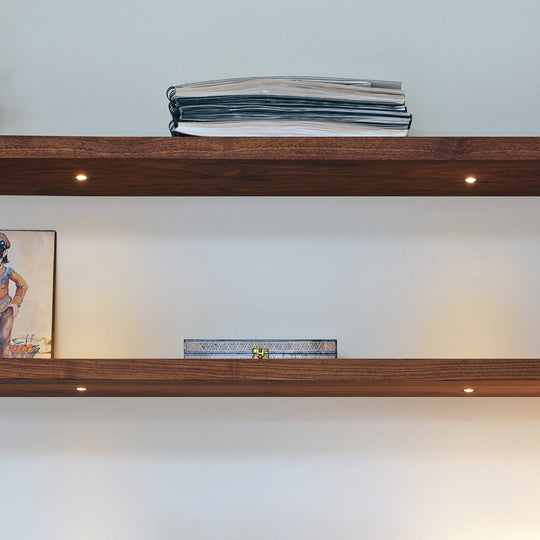 Houtmerk - Houten Wandplank blinde bevestiging - Massief noten Wandplanken Houtmerk