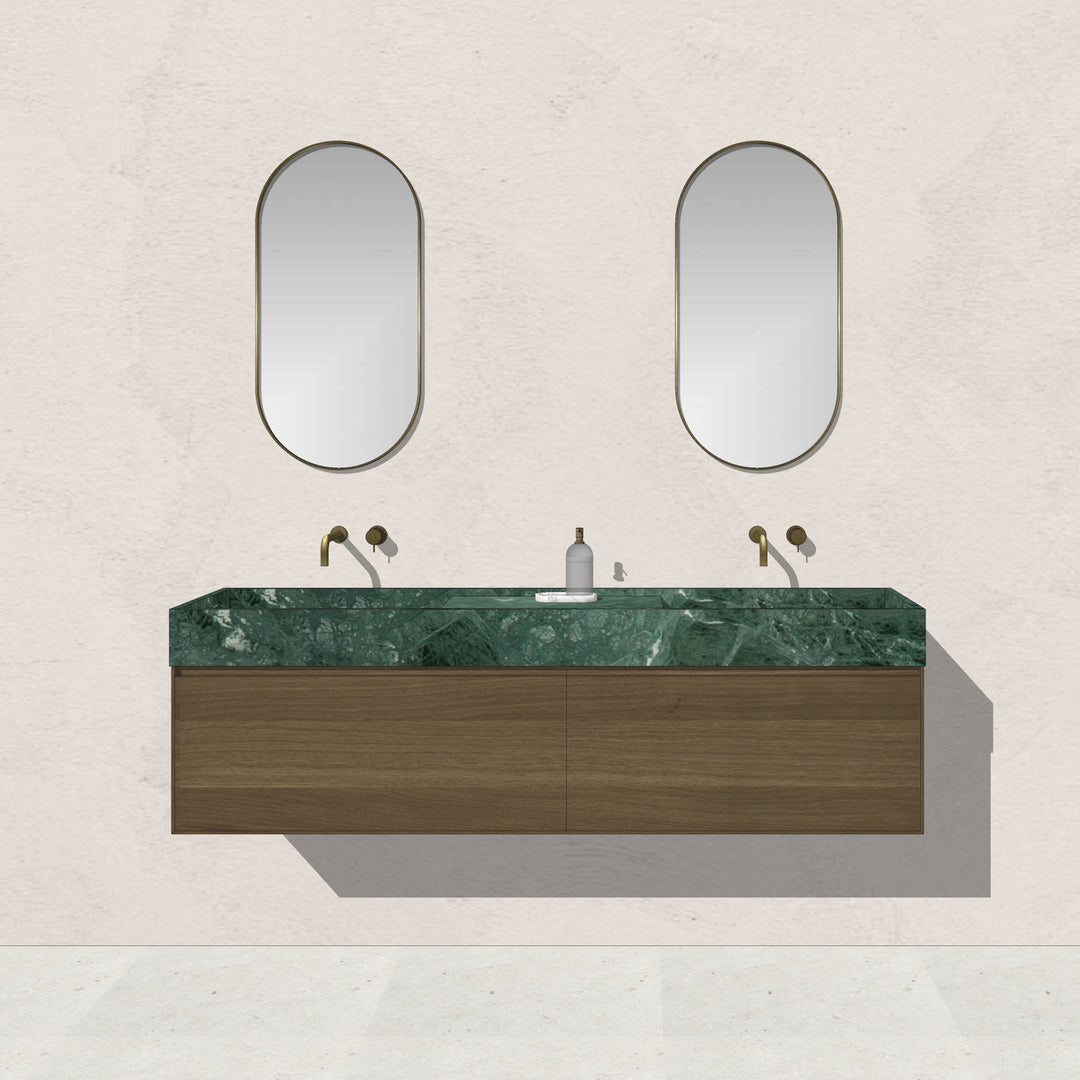 Houtmerk - Badmeubel Legio natuursteen wastafel - Houten lades en stenen wasbak Badmeubels Houtmerk