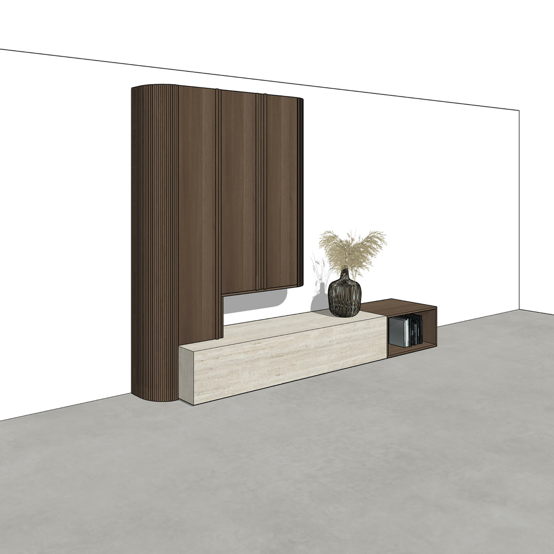 Houtmerk - Kast Argo 08 - Hoge kast met diepe ladekast Kastcombinatie Houtmerk