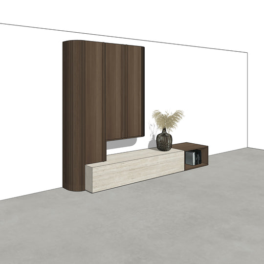 Houtmerk - Kast Argo 08 - Hoge kast met diepe ladekast Kastcombinatie Houtmerk