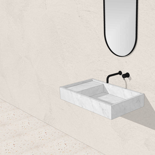 Houtmerk - Partout enkele wastafel 80cm - Bianco Carrara marmer - Natuursteen uit voorraad Houtmerk