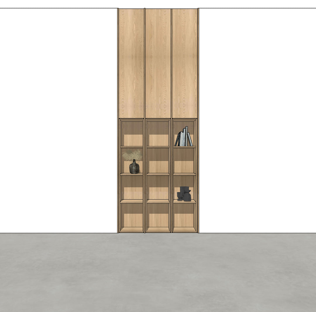 Houtmerk - Kast Lusso 04 - Hoge kast met houten Spatio vak Kastcombinatie Houtmerk
