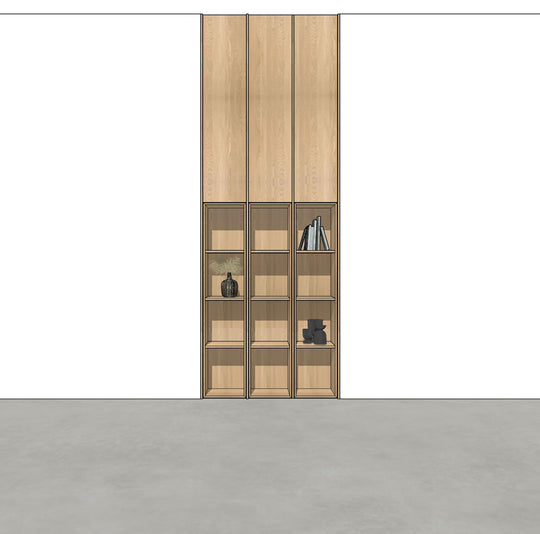 Houtmerk - Kast Lusso 04 - Hoge kast met houten Spatio vak Kastcombinatie Houtmerk