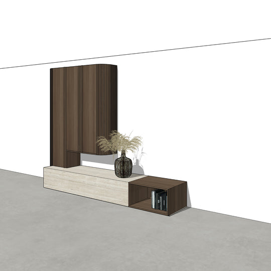 Houtmerk - Kast Argo 08 - Hoge kast met diepe ladekast Kastcombinatie Houtmerk