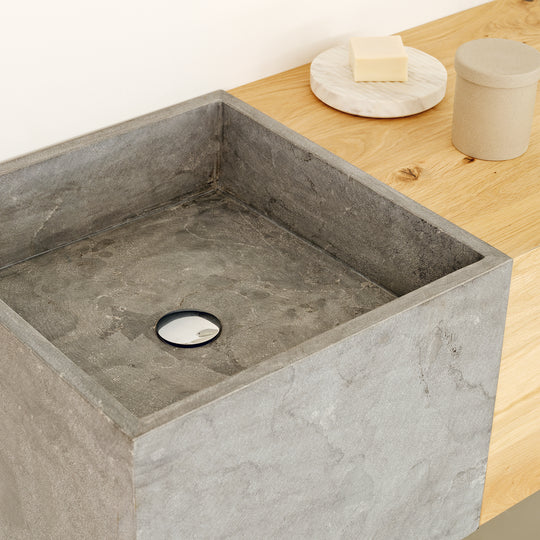 Houtmerk - Badmeubel Lago 100cm met Concreto stenen wastafel - Massief hout - SALE Badmeubels Houtmerk