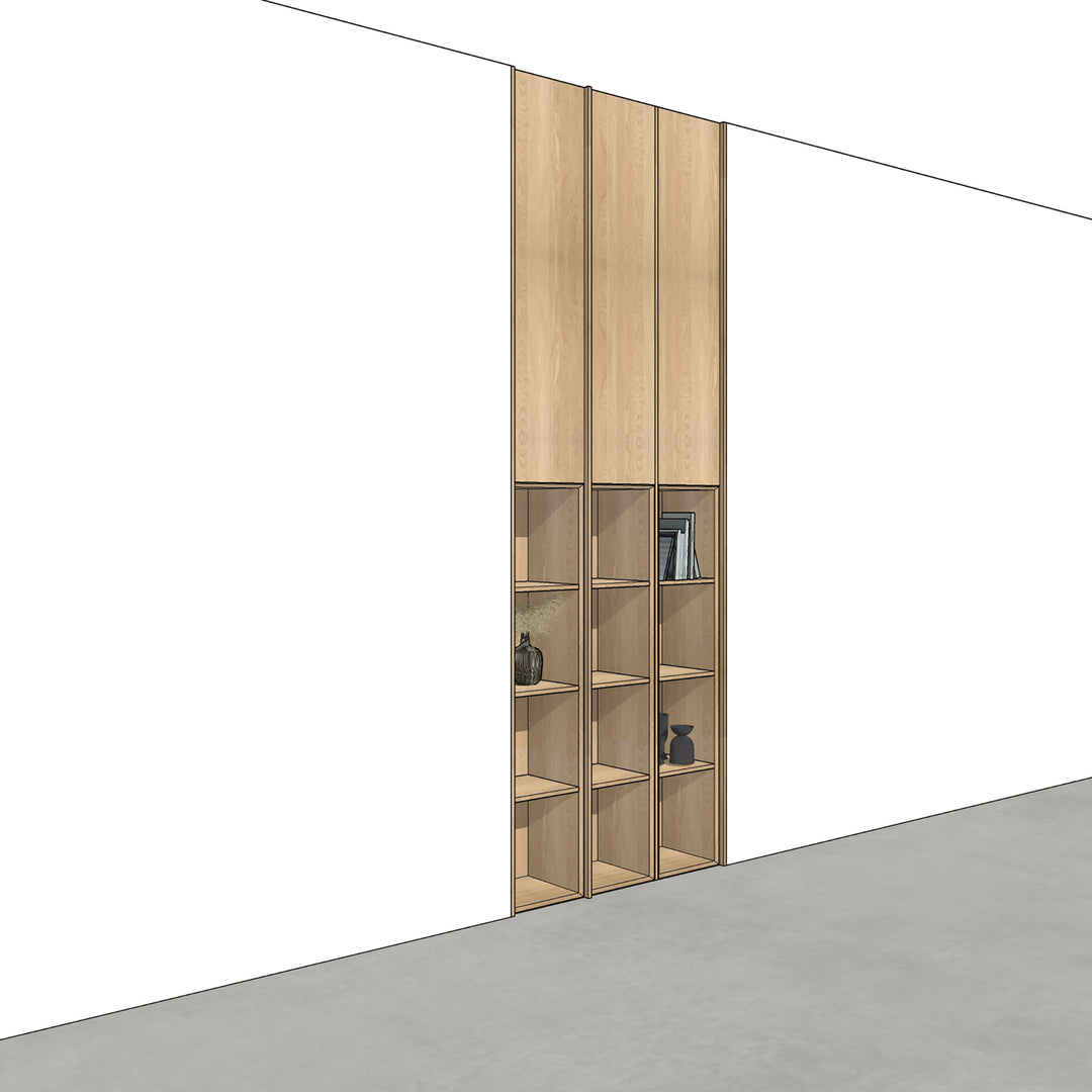 Houtmerk - Kast Lusso 04 - Hoge kast met houten Spatio vak Kastcombinatie Houtmerk