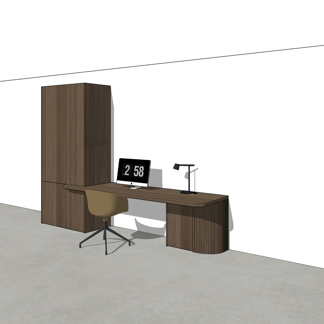 Houtmerk - Kast Serenity 01 - Hoge kast met bureaublad en afgeronde onderkast Kastcombinatie Houtmerk