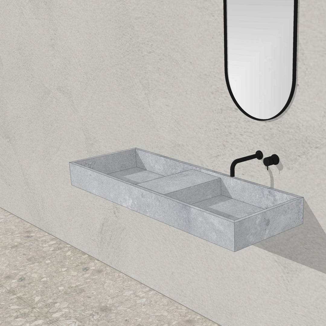 Houtmerk - Partout dubbele wastafel 135cm - Concreto - Natuursteen uit voorraad Houtmerk