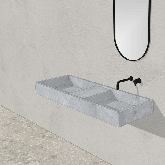 Houtmerk - Partout dubbele wastafel 135cm - Concreto - Natuursteen uit voorraad Houtmerk