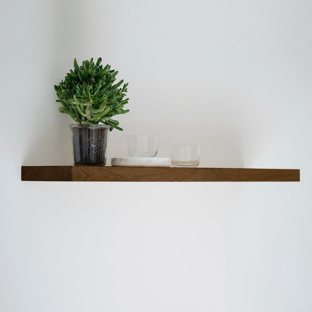 Houtmerk - Houten Wandplank blinde bevestiging - Massief noten Wandplanken Houtmerk