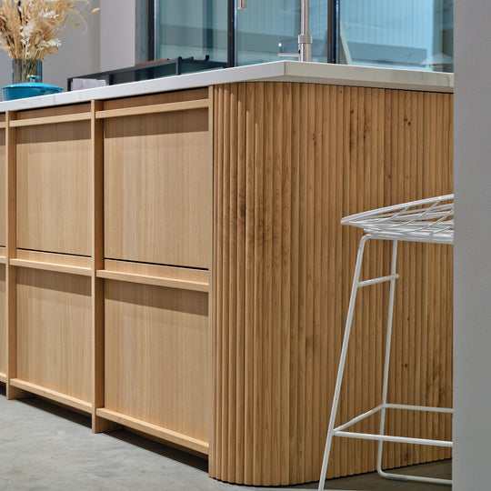 Houtmerk - Kast Serenity 01 - Hoge kast met bureaublad en afgeronde onderkast Kastcombinatie Houtmerk