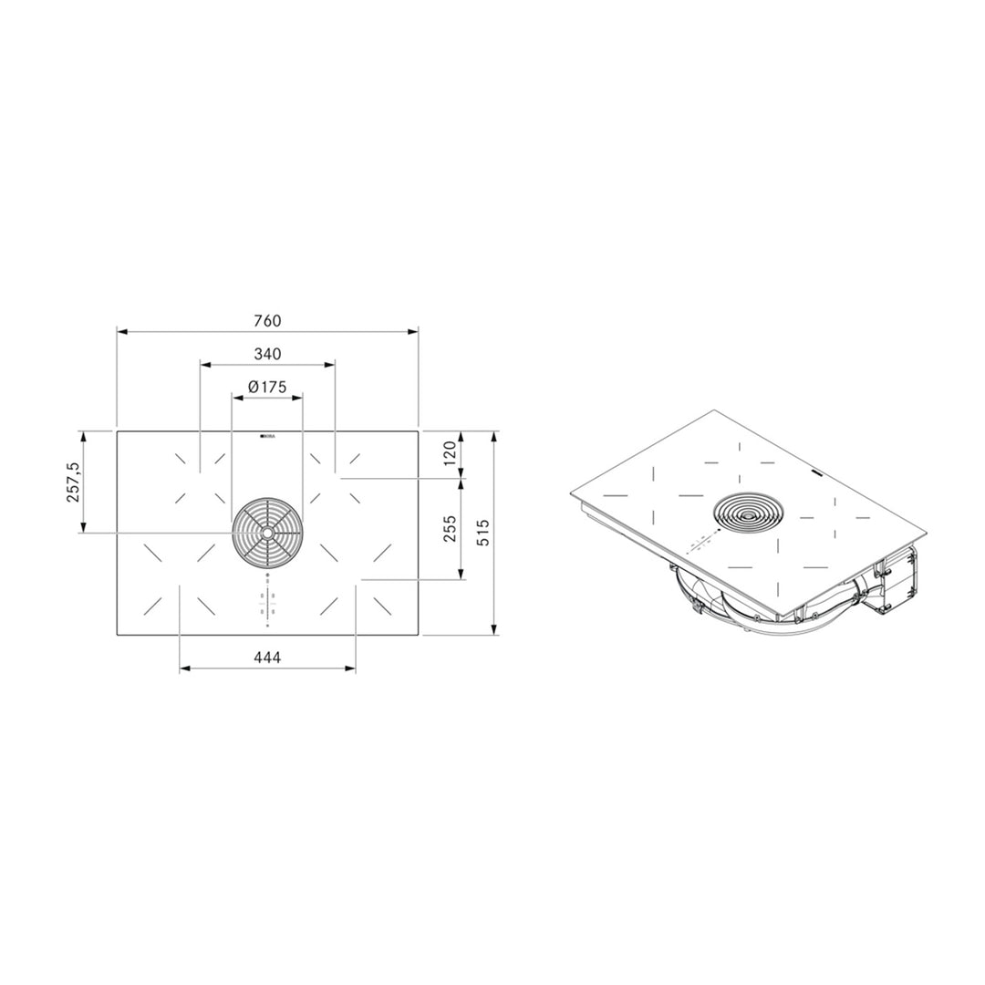 Bora - Pure - Kookplaat met afzuiging - SALE Houtmerk