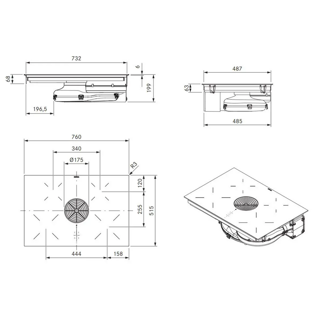 Bora - Pure - Kookplaat met afzuiging - SALE Houtmerk