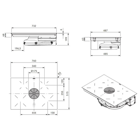 Bora - Pure - Kookplaat met afzuiging - SALE Houtmerk