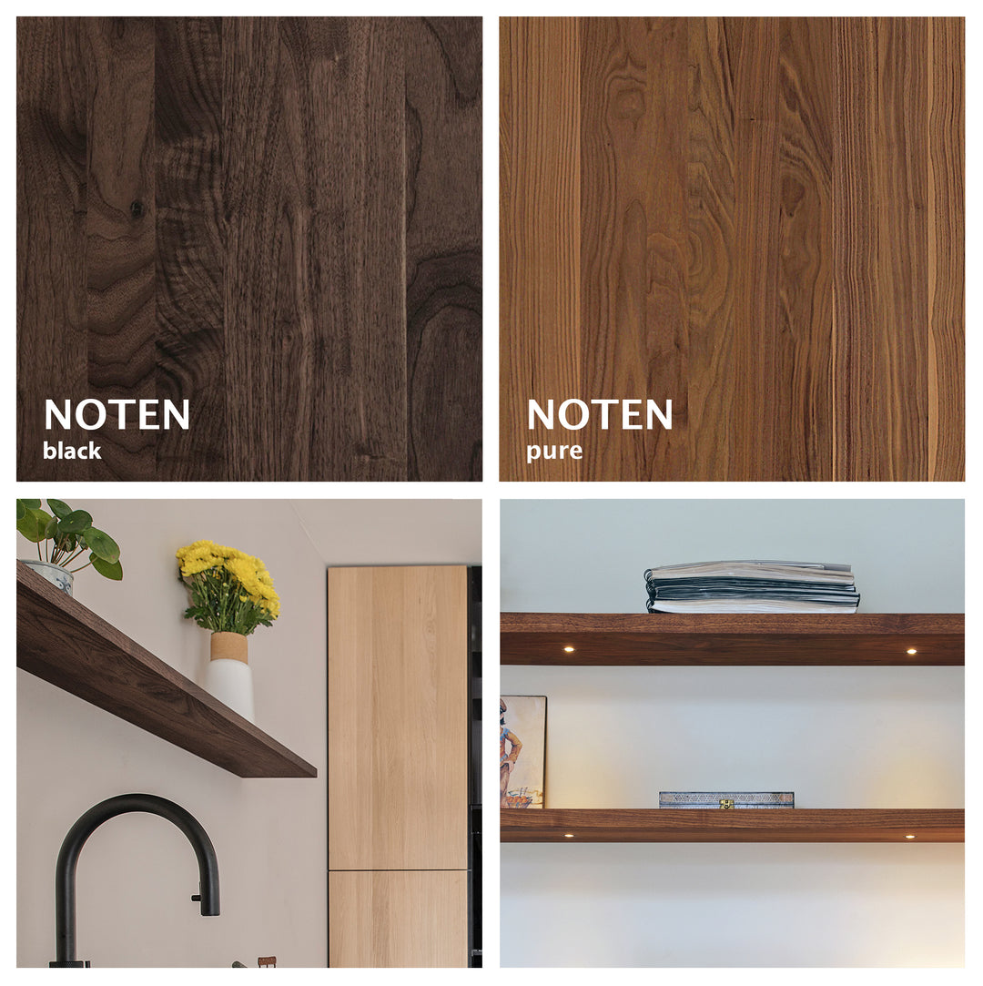 Houtmerk - Houten Wandplank blinde bevestiging - Massief noten Wandplanken Houtmerk