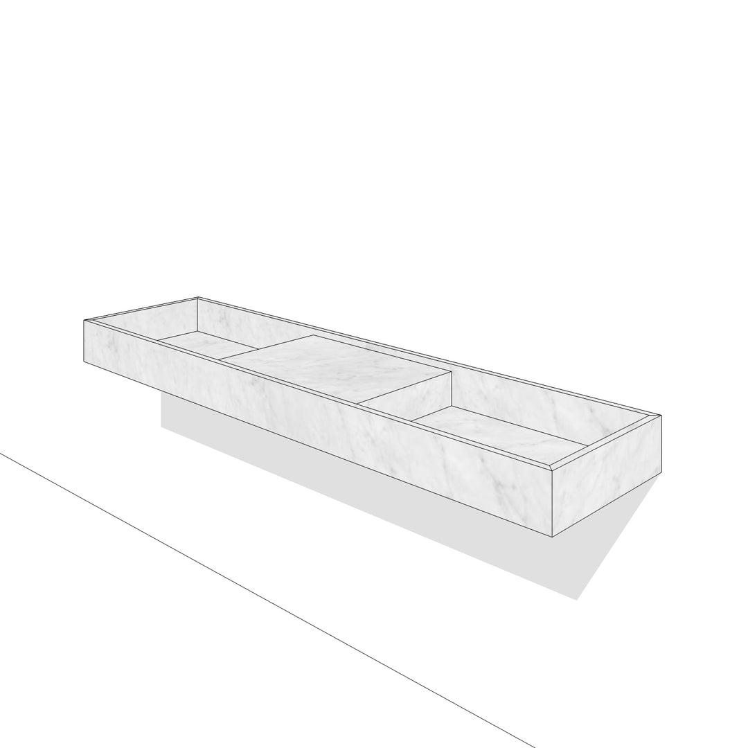 Houtmerk - Partout dubbele wastafel 180cm - Bianco Carrara marmer - Natuursteen uit voorraad Houtmerk