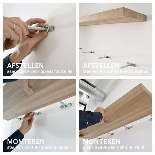 Houtmerk - Houten Wandplank blinde bevestiging - Massief noten Wandplanken Houtmerk