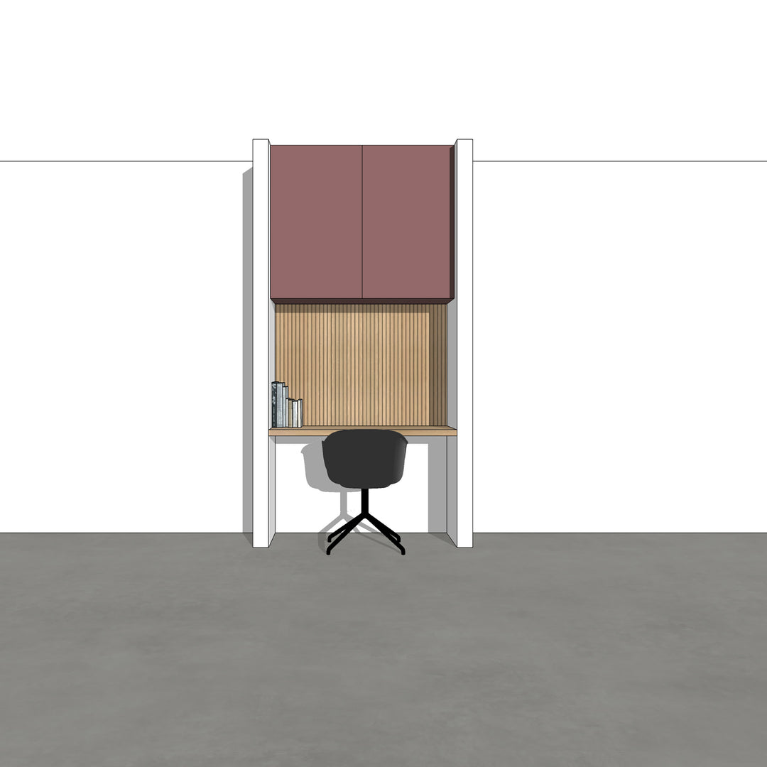 Houtmerk - Kast Flex 01 - Bovenkasten met bureaublad en achterwand Kastcombinatie Houtmerk