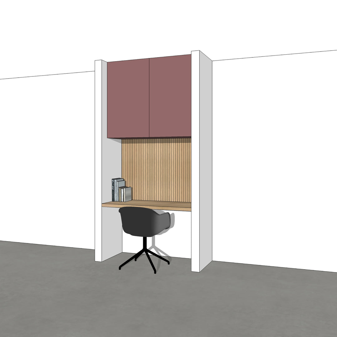 Houtmerk - Kast Flex 01 - Bovenkasten met bureaublad en achterwand Kastcombinatie Houtmerk