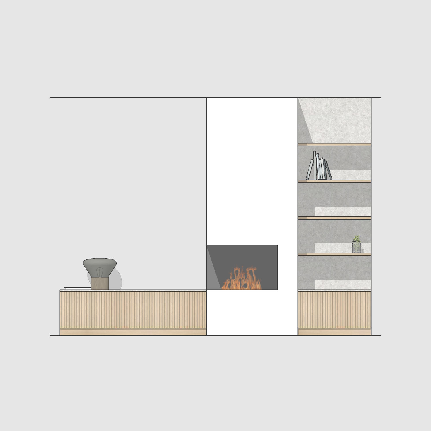 Houtmerk - Kast Forno 01 - Ladekast voor haard Kastcombinatie Houtmerk