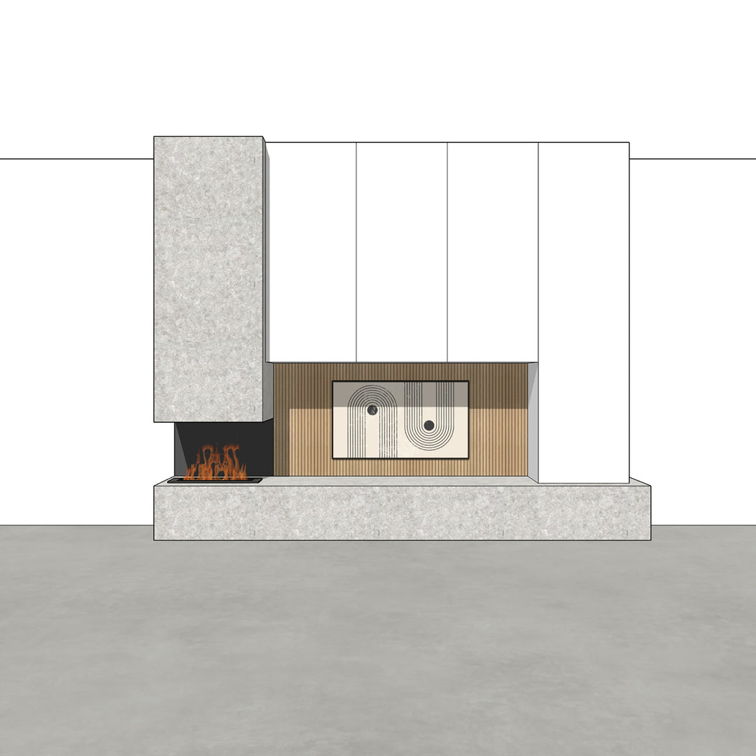 Houtmerk - Kast Fumo 04 - Hoge kastenwand voor haard Kastcombinatie Houtmerk