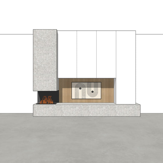 Houtmerk - Kast Fumo 04 - Hoge kastenwand voor haard Kastcombinatie Houtmerk