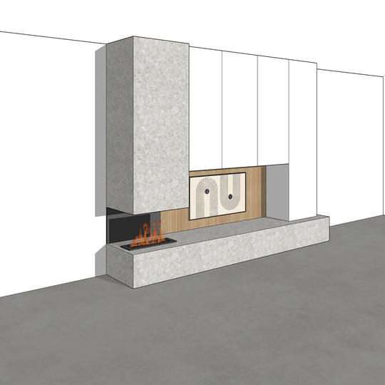 Houtmerk - Kast Fumo 04 - Hoge kastenwand voor haard Kastcombinatie Houtmerk
