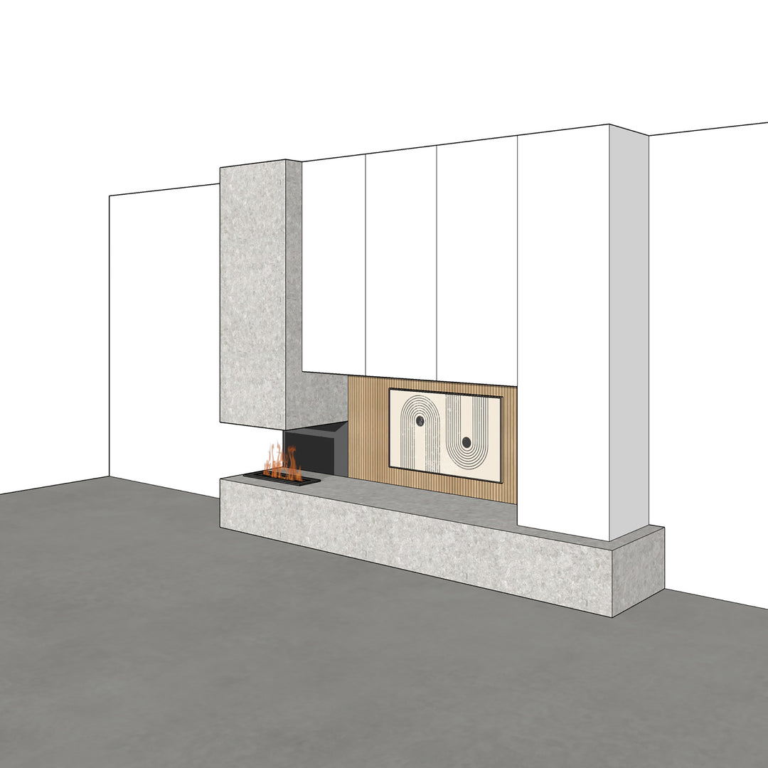Houtmerk - Kast Fumo 04 - Hoge kastenwand voor haard Kastcombinatie Houtmerk