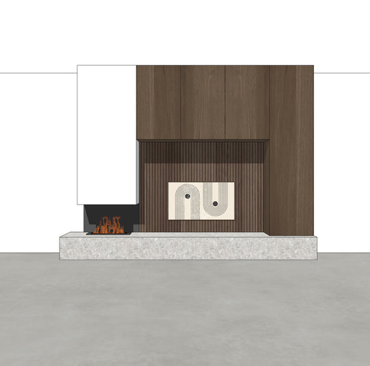 Houtmerk - Kast Fumo 06 - Hoge kastenwand voor haard Kastcombinatie Houtmerk