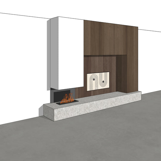 Houtmerk - Kast Fumo 06 - Hoge kastenwand voor haard Kastcombinatie Houtmerk