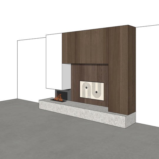 Houtmerk - Kast Fumo 06 - Hoge kastenwand voor haard Kastcombinatie Houtmerk