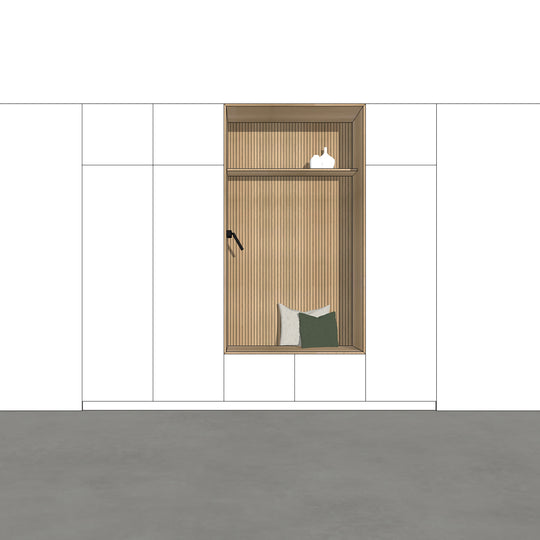 Houtmerk - Kast Buco 01 - Hoge kast met nis en zitelement Kastcombinatie Houtmerk