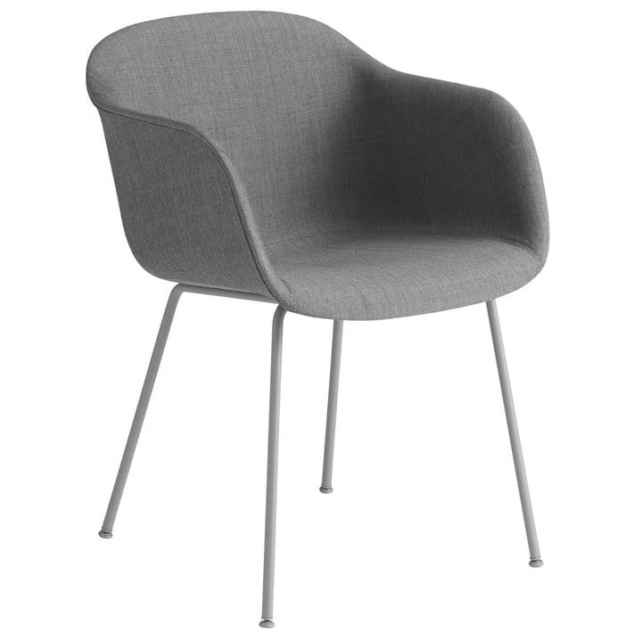 Muuto - Fiber Armchair - Grijze Kvadrat Remix Stoffering - SALE Stoelen Houtmerk
