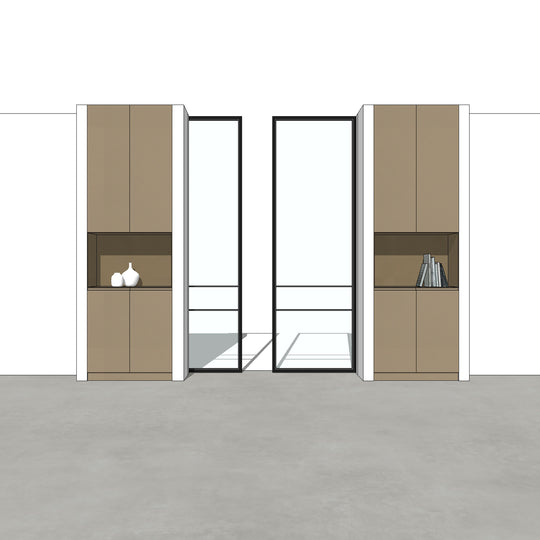 Houtmerk - En Suite Kast Porta 03 - Kast met stalen schuifdeuren Kastcombinatie Houtmerk