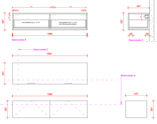 Badmeubel Azur eikenhout met lade 160cm - SALE Kasten Houtmerk