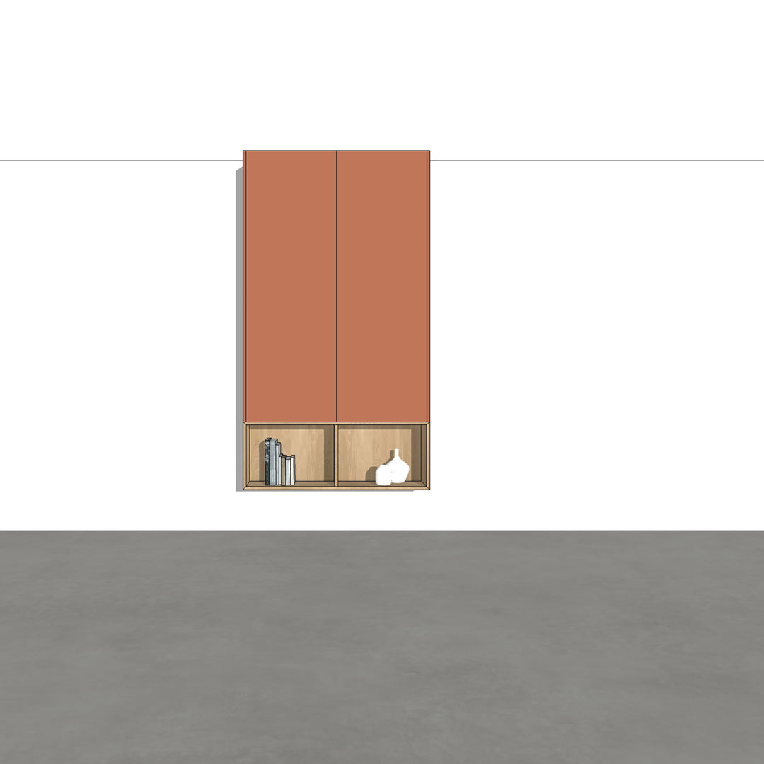Houtmerk - Kast Vero 02 - Zwevende wandkast met open vak Kastcombinatie Houtmerk