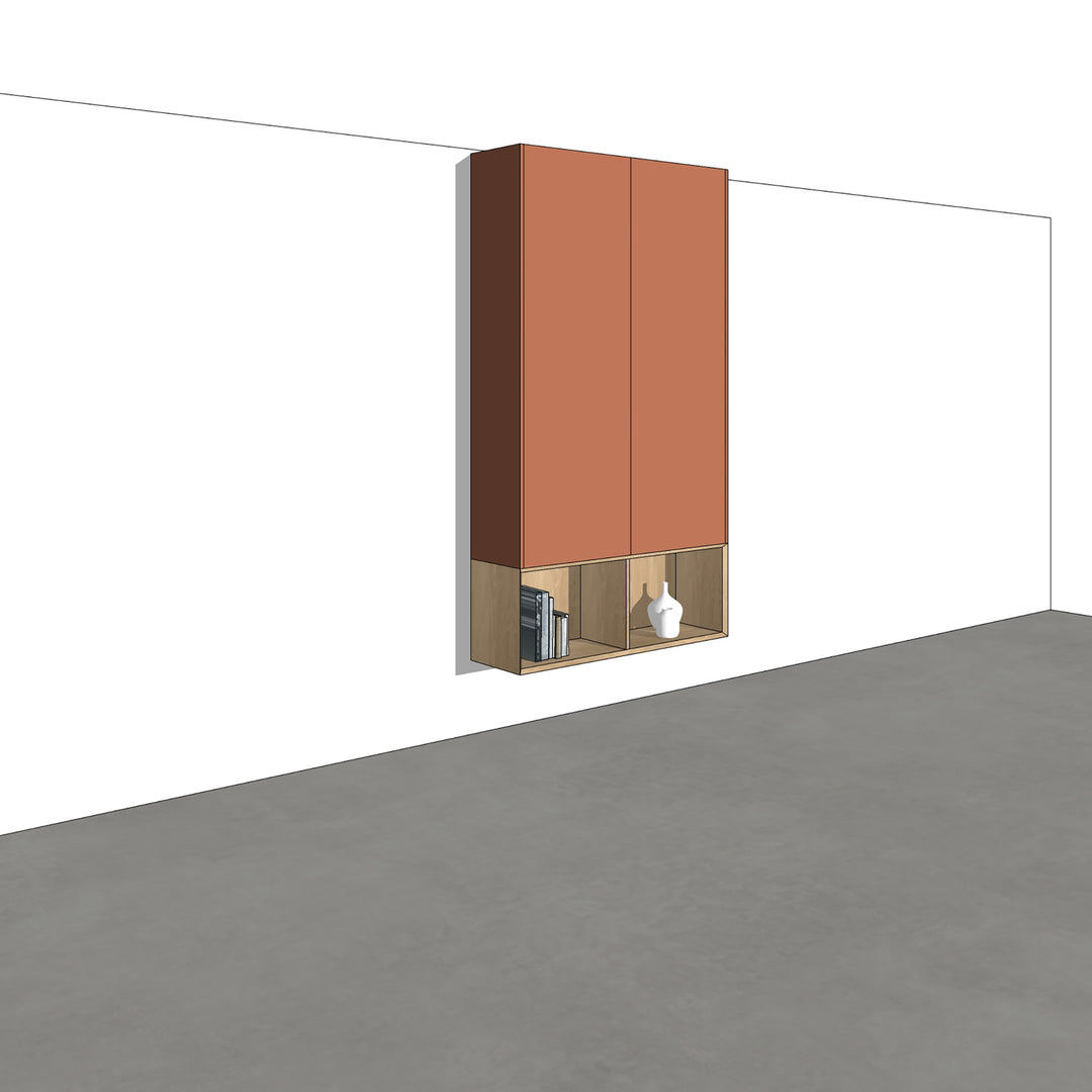 Houtmerk - Kast Vero 02 - Zwevende wandkast met open vak Kastcombinatie Houtmerk