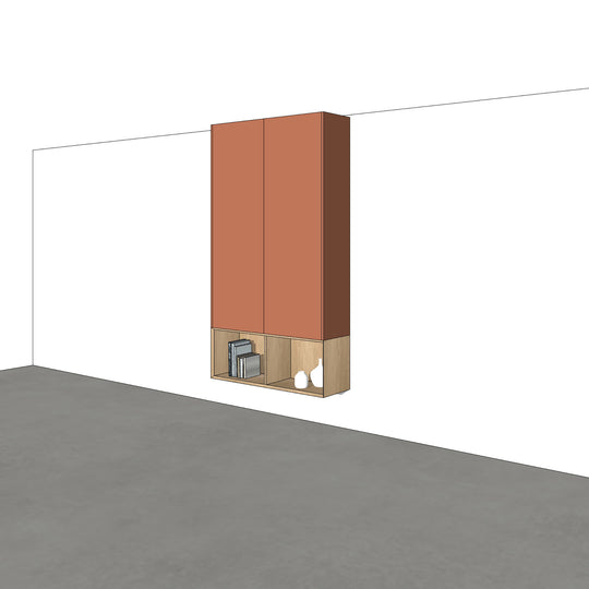Houtmerk - Kast Vero 02 - Zwevende wandkast met open vak Kastcombinatie Houtmerk