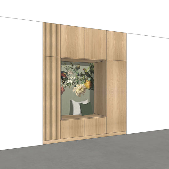 Houtmerk - Kast Buco 02 - Hoge kast met nis en zitelement Kastcombinatie Houtmerk