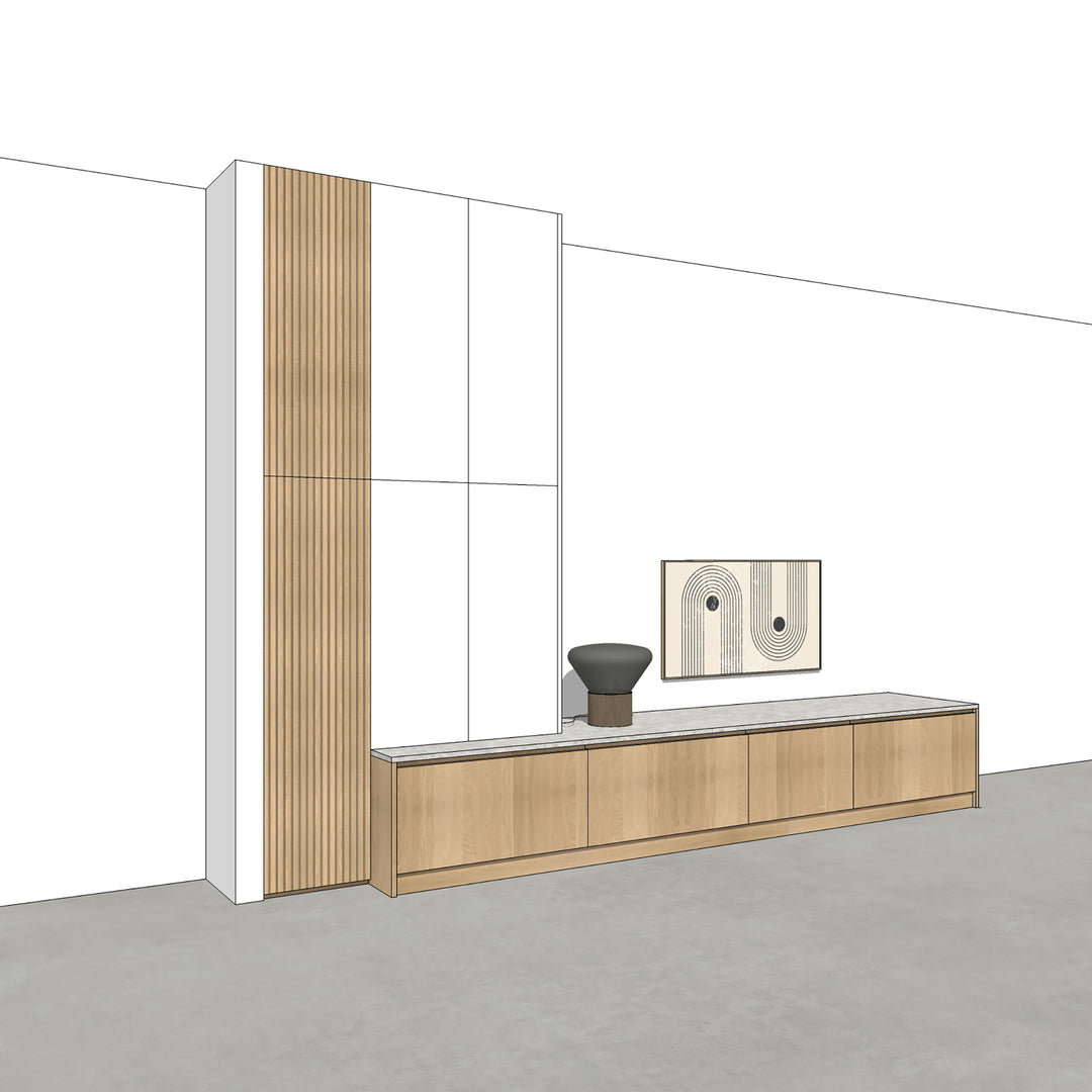 Houtmerk - Kast Argo 04 - Hoge kast met diepe ladekast Kastcombinatie Houtmerk