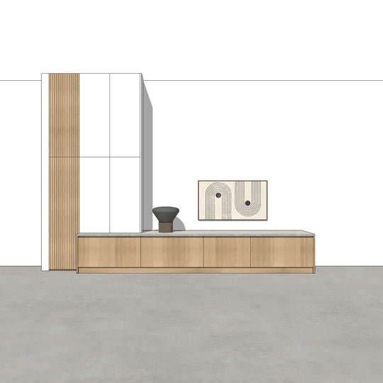 Houtmerk - Kast Argo 04 - Hoge kast met diepe ladekast Kastcombinatie Houtmerk