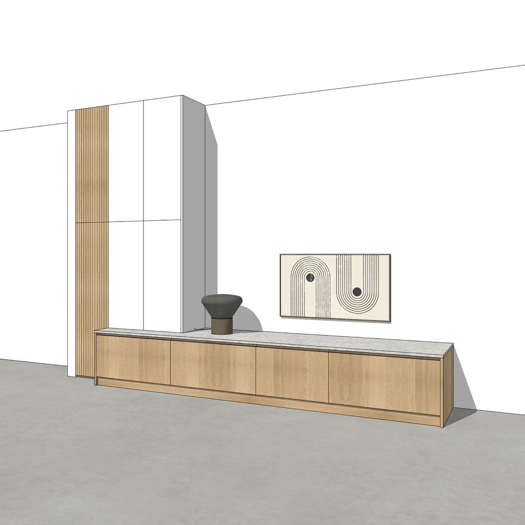 Houtmerk - Kast Argo 04 - Hoge kast met diepe ladekast Kastcombinatie Houtmerk