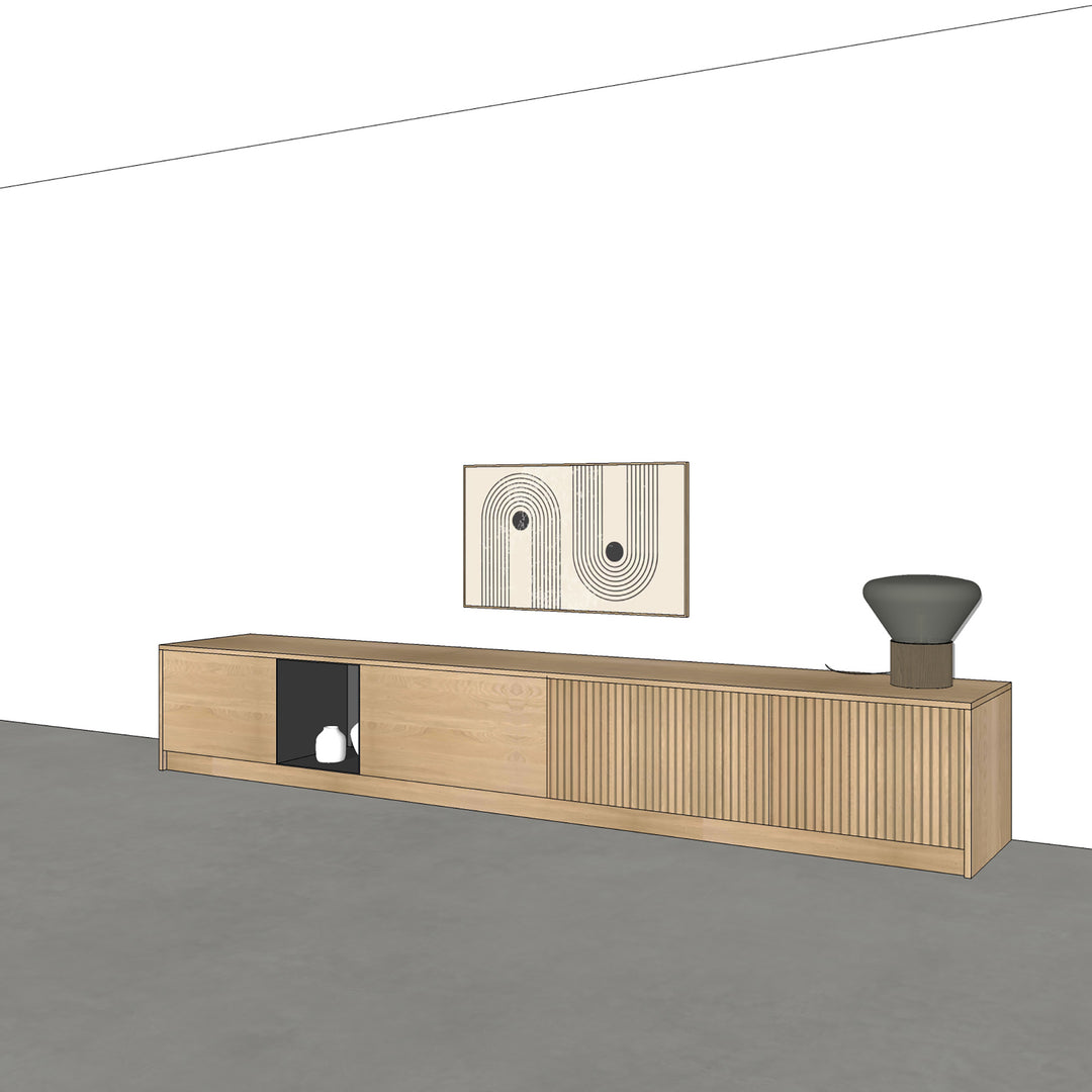 Houtmerk - Kast Duet 03 - Zitkast met lades Kastcombinatie Houtmerk